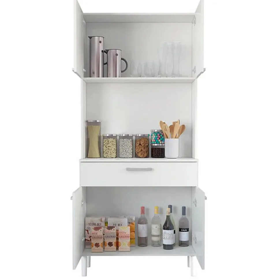 Buffet de Cuisine - KITS PARANA - 4 Portes 1 Tiroir - Blanc - Largeur 80 cm - Hauteur 180 cm