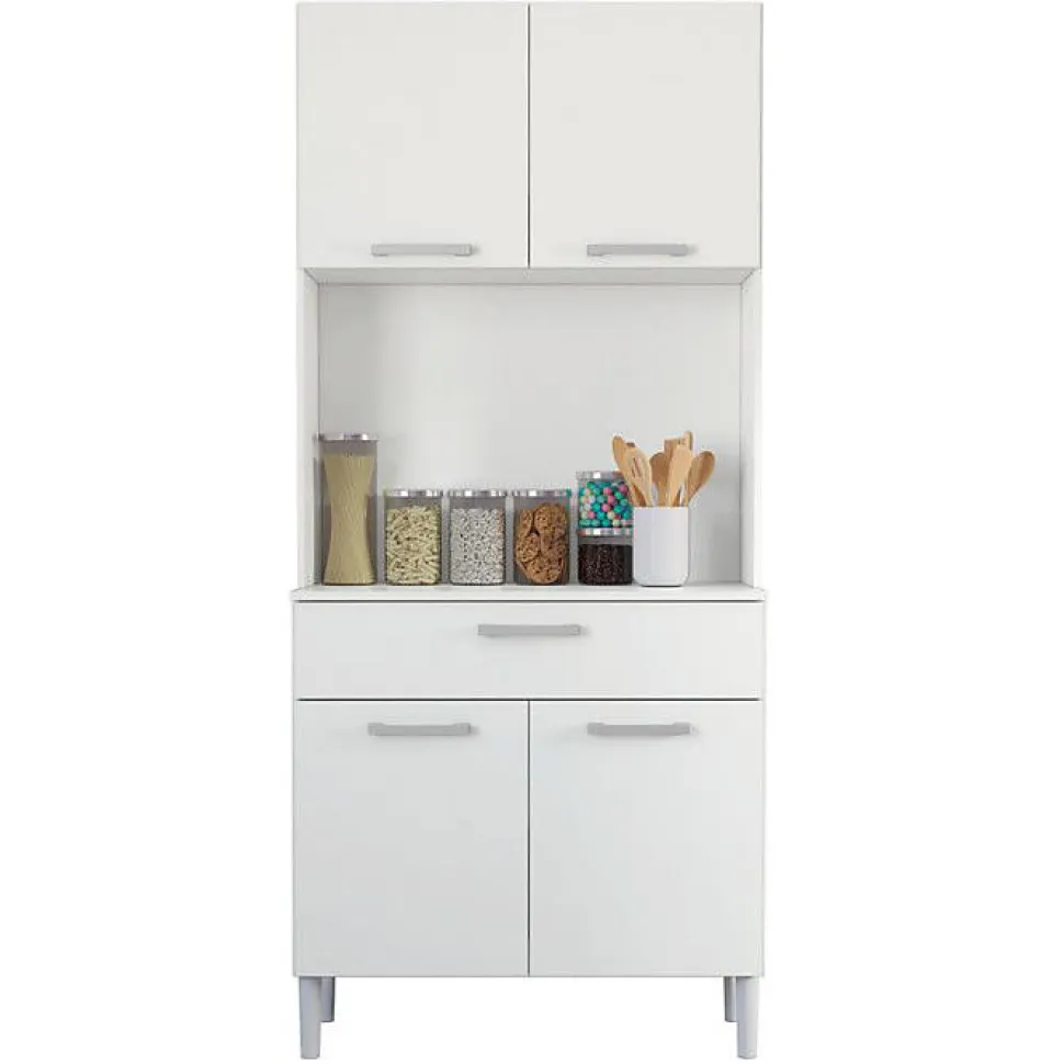 Buffet de Cuisine - KITS PARANA - 4 Portes 1 Tiroir - Blanc - Largeur 80 cm - Hauteur 180 cm
