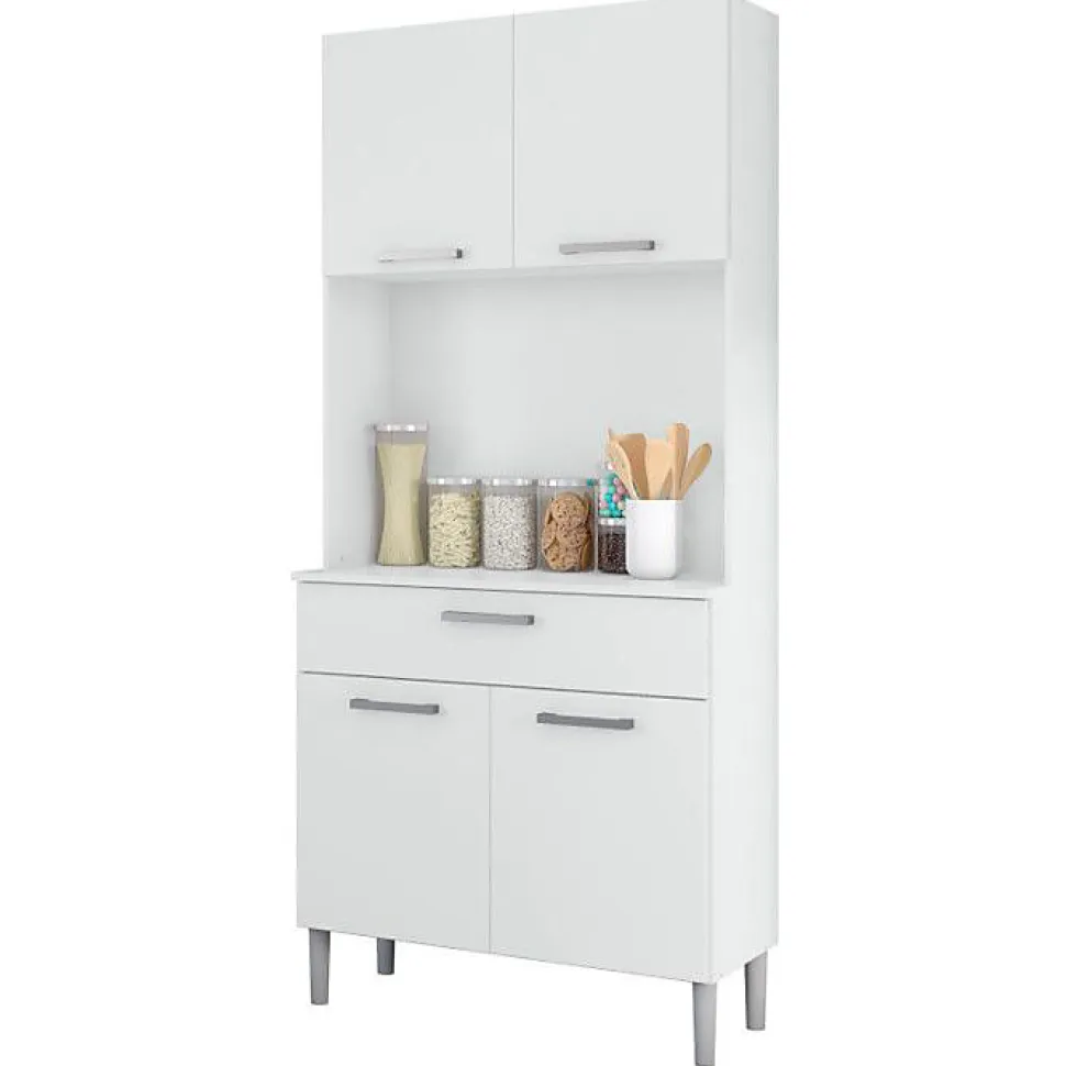 Buffet de Cuisine - KITS PARANA - 4 Portes 1 Tiroir - Blanc - Largeur 80 cm - Hauteur 180 cm