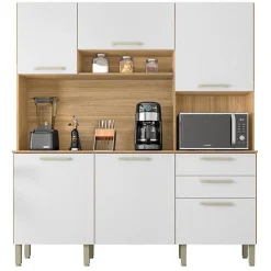 Buffet de Cuisine 6 Portes 2 Tiroirs Chêne et Blanc L 180.2 H 198 P 38.8 cm - L 180.2 x l 38.8 x H 198 cm