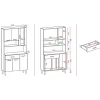 Buffet de Cuisine 6 Portes 1 Tiroir Chêne et Blanc L 90.9 H 173.5 P 36.3 cm - L 90.9 x l 36.3 x H 173.5 cm