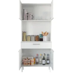 Buffet de Cuisine 4 Portes 1 Tiroir Blanc 3 Niches L 80 H 180 P 36.3 cm - L 80 x l 36.3 x H 180 cm