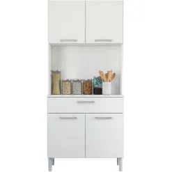Buffet de Cuisine 4 Portes 1 Tiroir Blanc 3 Niches L 80 H 180 P 36.3 cm - L 80 x l 36.3 x H 180 cm