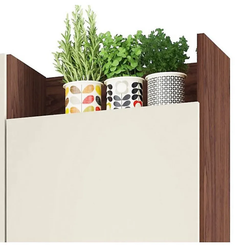 Buffet de Cuisine 6 Portes 2 Tiroirs Noyer Blanc 10 Niches L 132 H 186 P 38.8 cm - L 132 x l 38.8 x H 186 cm