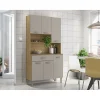 Buffet de Cuisine 6 Portes 1 Tiroir Chêne Taupe 7 Niches L 90.9 H173.5 P 36.3 cm - L 90.9 x l 36.3 x H 173.5 cm