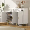 Buffet de Cuisine 3 Portes et Tiroir, Pieds Métalliques, Meuble de Rangement pour Salon Moderne - Blanc 120x35x92 cm