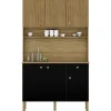 Buffet de Cuisine - STYLE - 6 Portes - 1 Tiroir - Imitation Bois Exotique - Noir