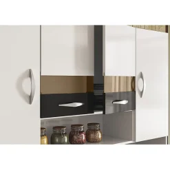 Buffet de Cuisine - Vogue - 8 Portes - 2 Tiroirs - 9 Niches - Blanc et Noir - L 122.5 cm H 176 cm
