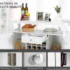 Buffet de Cuisine avec Support Amovible de Rangement pour 12 Bouteilles Etagere Tiroir Portes de Rangement Meuble de Bar
