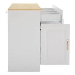Buffet de Cuisine Bar avec 4 Tiroirs et 4 Portes Coulissantes, Rangement Style Ferme Moderne, Blanc et Chêne - 140x40x75 cm