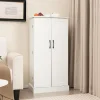 Buffet de Cuisine Bas 60x40x120CM-1 Etagère à 5 Niveaux et 2 Portes à 12 Etagères,Blanc
