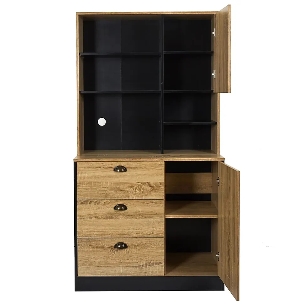 Buffet de cuisine Chef - Hauteur 169 cm - Bois et Noir