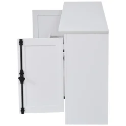 Buffet de Cuisine Moderne avec 2 Portes, 1 Tiroir et 3 Porte-Bouteilles, MDF + Panneaux de Particules, Blanc, 130x35x70 cm
