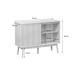 Buffet de rangement décor bois. 2 portes coulissantes. buffet haut. vaisselier. L 115 x l 39.5 x H 90cm - Linear