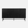 Buffet de rangement noir. Bazalt. quatre portes. deux étagères. buffet haut. vaisselier. L 157.5 x l 39 x H 83cm
