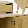 Buffet de rangement scandinave. buffet haut. vaisselier. 2 portes. 3 tiroirs. effet frêne. 160cm