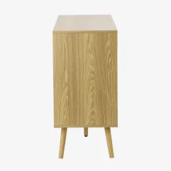 Buffet de rangement scandinave. buffet haut. vaisselier. 2 portes. 3 tiroirs. effet frêne. 160cm