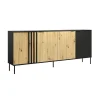 Buffet design IZO 4 portes Noir onyx & Chene clair 220x92x40 cm