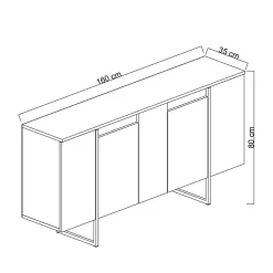 Buffet design noir 4 portes - BORAS