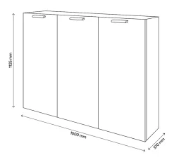 Buffet effet chêne 9 cases 3 portes blanches GoodHome Atomia H. 112,5 x L. 150 x P. 37 cm