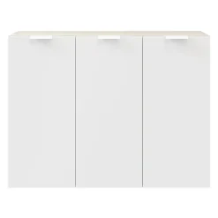 Buffet effet chêne 9 cases 3 portes blanches GoodHome Atomia H. 112,5 x L. 150 x P. 37 cm