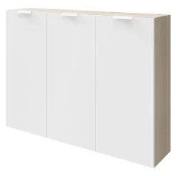 Buffet effet chêne 9 cases 3 portes blanches GoodHome Atomia H. 112,5 x L. 150 x P. 37 cm
