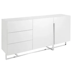 Buffet en bois blanc et acier chromé