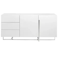 Buffet en bois blanc et acier chromé