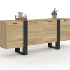 Buffet enfilade 200 cm PHOENIX XXL 4 portes bois et noir