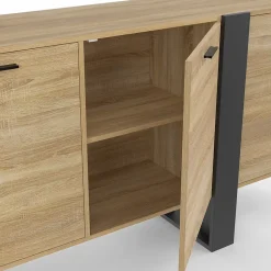Buffet enfilade 200 cm PHOENIX XXL 4 portes bois et noir