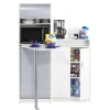 Buffet et Table de Cuisine Pivotante Blanc Alu 9 Niches - L 80 x l 80 x H 105.1 cm