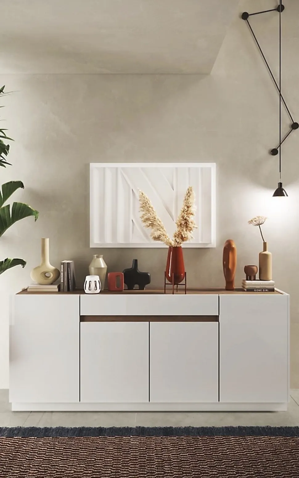Buffet FANTASY Blanc laqué/chêne Mercure 205 cm
