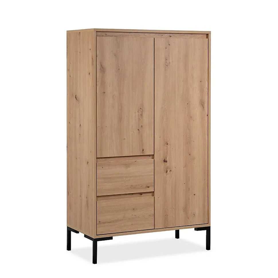 Buffet Haut 2 Portes 2 Tiroirs et 2 Étagères H139 cm - PLOCK