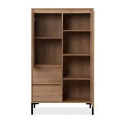 Buffet Haut 2 Portes 2 Tiroirs et 2 Étagères H139 cm - PLOCK