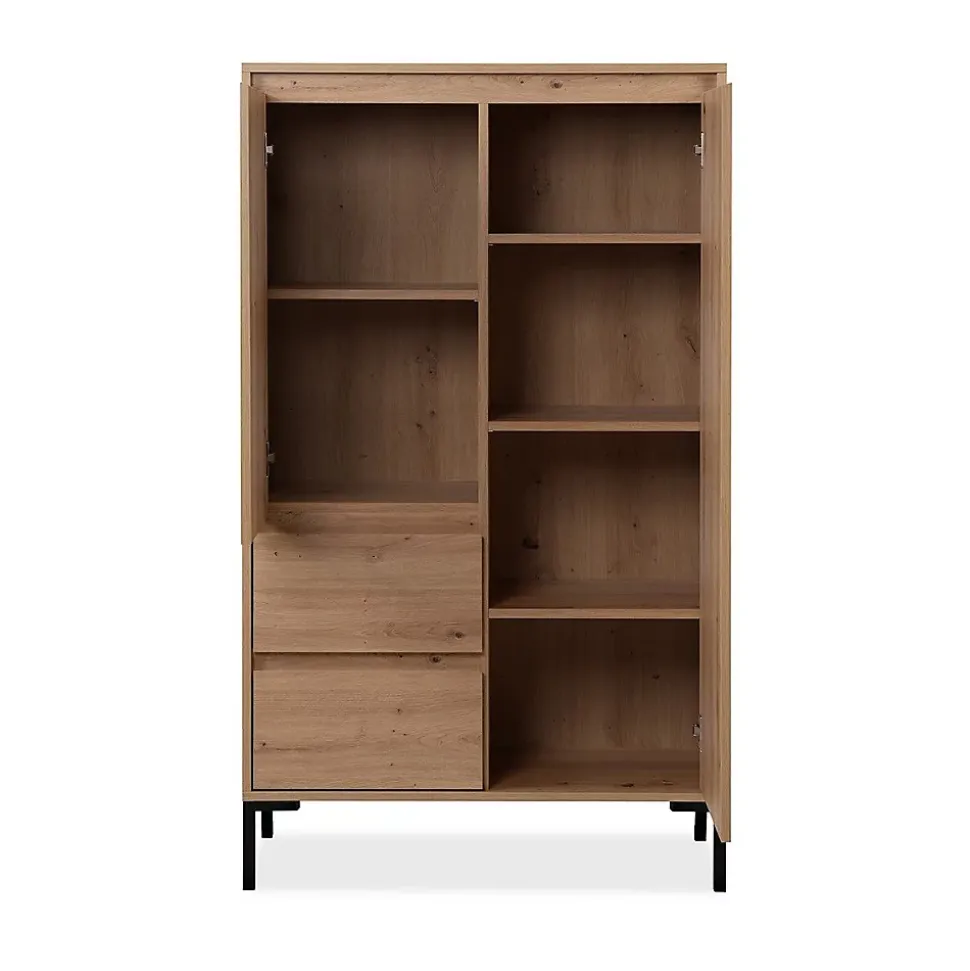 Buffet Haut 2 Portes 2 Tiroirs et 2 Étagères H139 cm - PLOCK