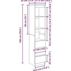 Buffet haut blanc 37,5x35x180 cm bois d'ingénierie vidaXL