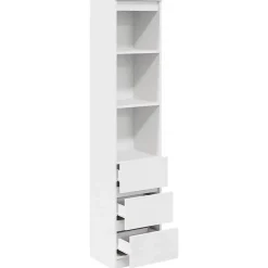 Buffet haut blanc 37,5x35x180 cm bois d'ingénierie vidaXL