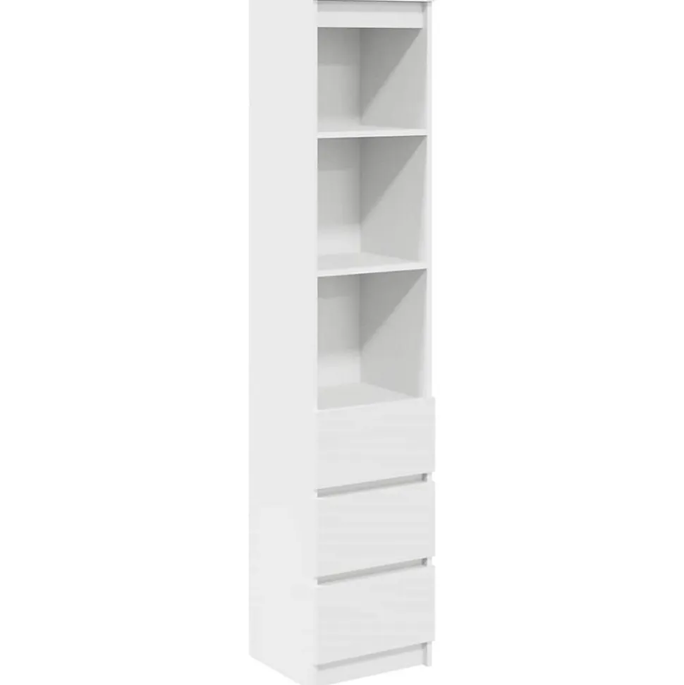 Buffet haut blanc 37,5x35x180 cm bois d'ingénierie vidaXL