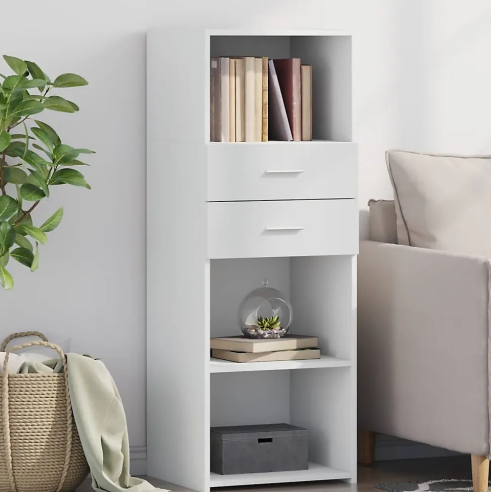 Buffet haut blanc 45x42,5x124 cm bois d'ingénierie vidaXL