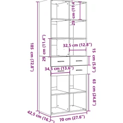Buffet haut blanc 70x42,5x185 cm bois d'ingénierie vidaXL