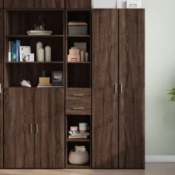 Buffet haut chêne marron 30x42,5x185 cm bois d'ingénierie vidaXL