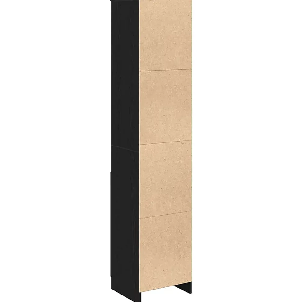 Buffet haut chêne noir 37,5x35x180 cm bois d'ingénierie vidaXL