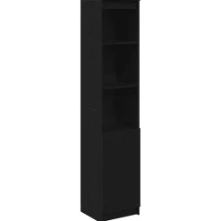 Buffet haut chêne noir 37,5x35x180 cm bois d'ingénierie vidaXL