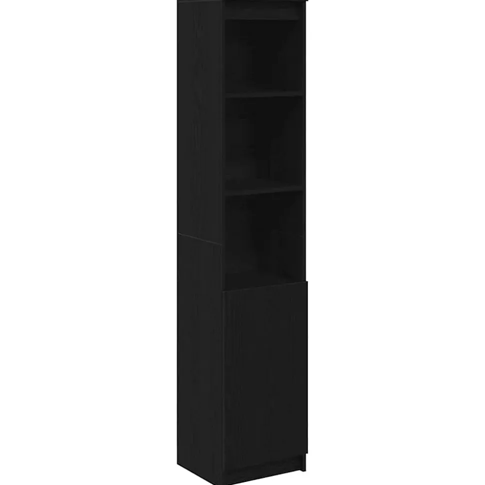 Buffet haut chêne noir 37,5x35x180 cm bois d'ingénierie vidaXL