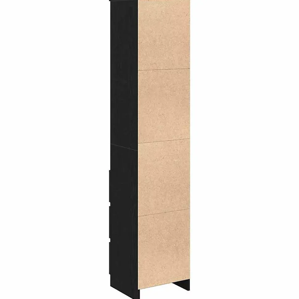 Buffet haut chêne noir 37,5x35x180 cm bois d'ingénierie vidaXL