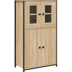 Buffet haut chêne sonoma 62x32x106,5 cm bois d'ingénierie vidaXL