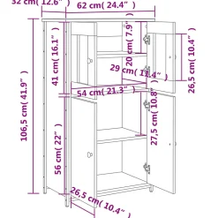 Buffet haut chêne sonoma 62x32x106,5 cm bois d'ingénierie vidaXL