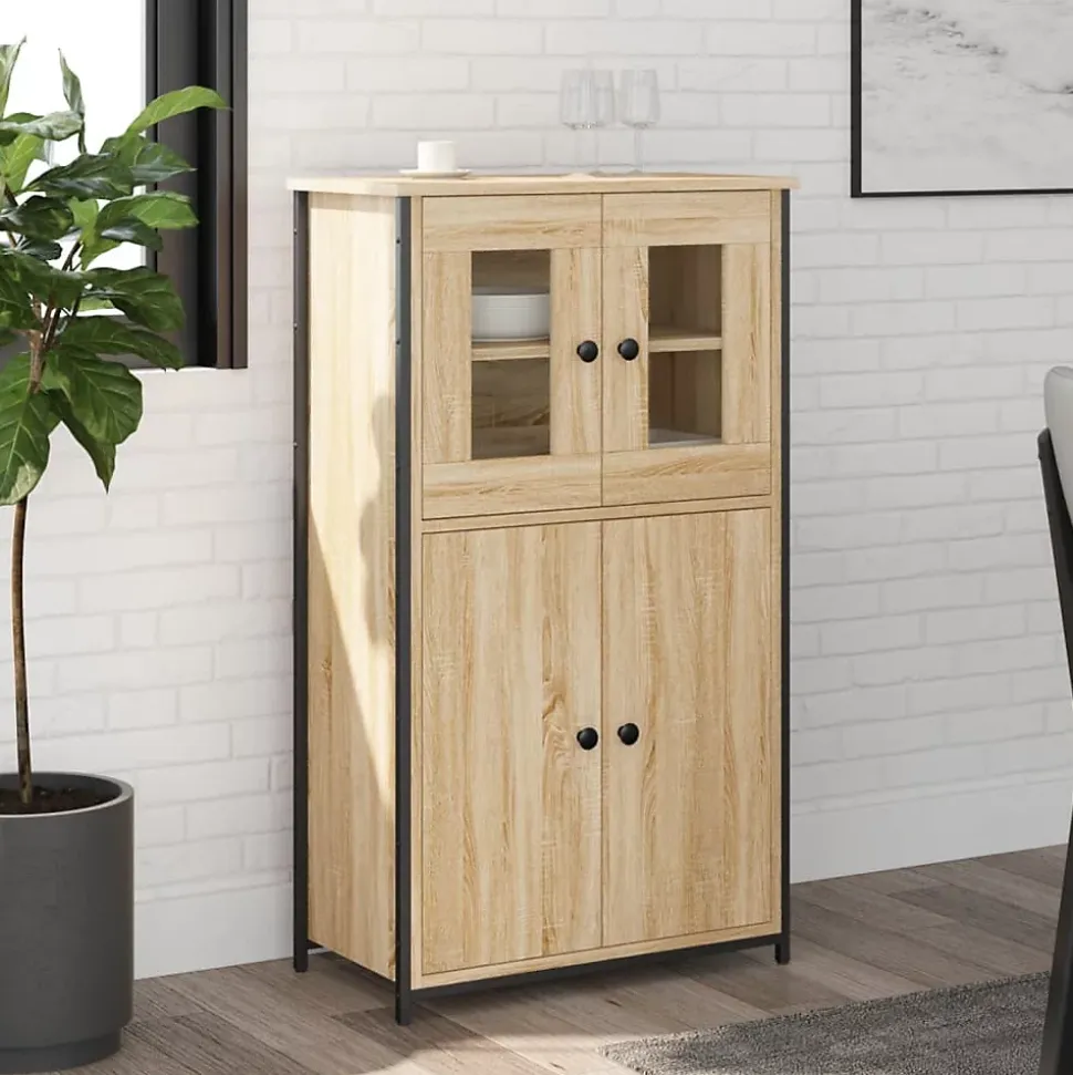 Buffet haut chêne sonoma 62x32x106,5 cm bois d'ingénierie vidaXL