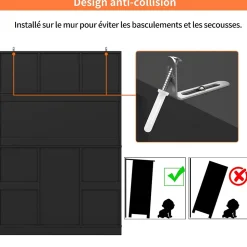 Buffet Haut et Vitrine 2 en 1 avec 4 Portes et 2 Tiroirs, Range-Bouteilles et Étagères Réglables - MDF Noir
