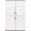 Buffet haut H. 125 cm VITO 4 portes blanc et bois